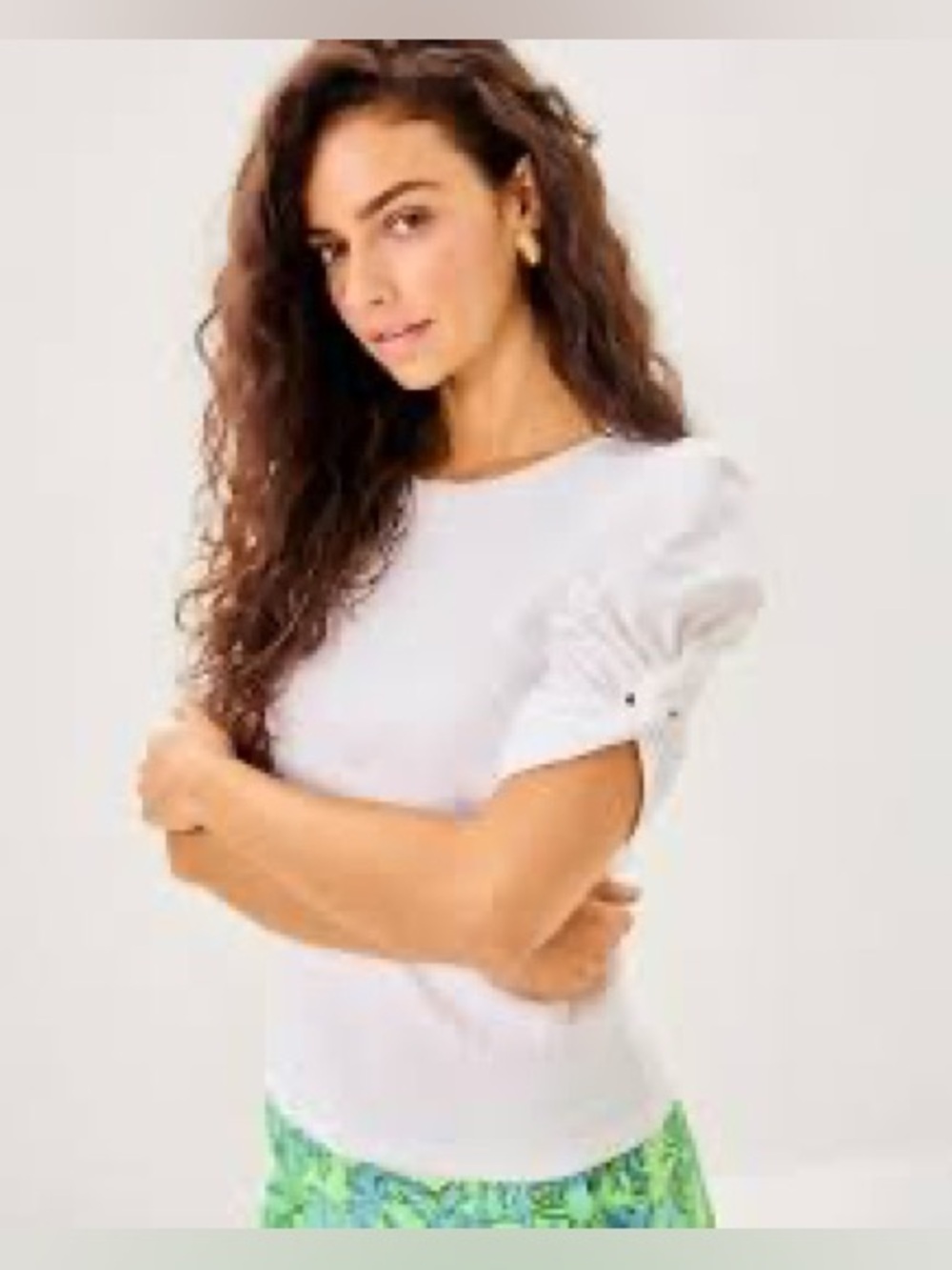 NWOT | Lilly Pulitzer | Igby Puff Sleeve Ribbed Knit Top | Resort White | XS